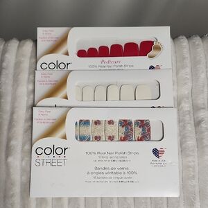 Color Street Patriotic Nail Strips - Red, White, Glitter Blue